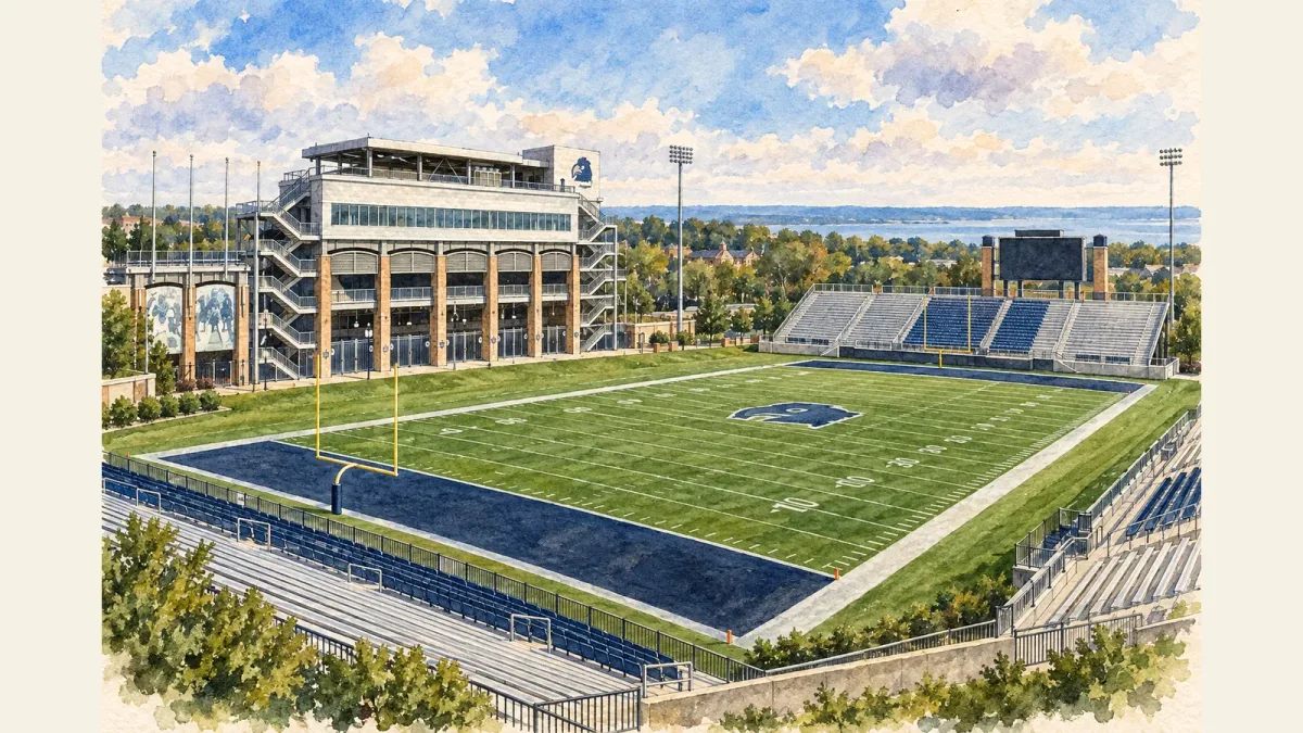 Watercolor illustration of Kessler Stadium