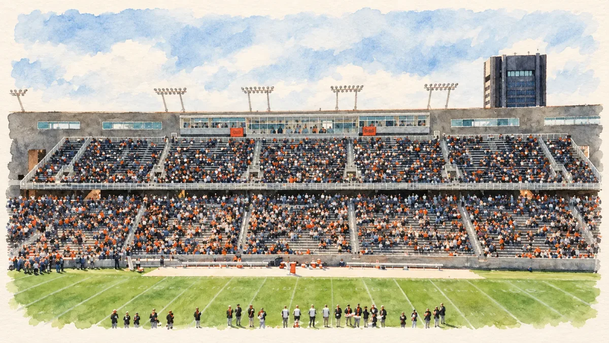 Watercolor illustration of Princeton University Stadium