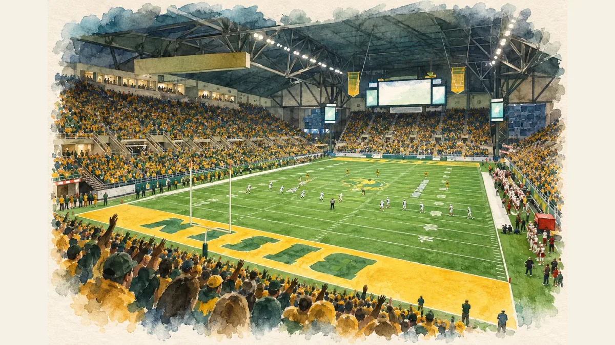 Watercolor illustration of Fargodome