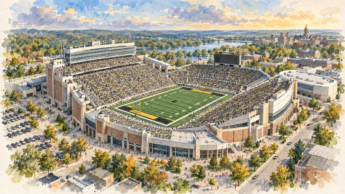 Watercolor illustration of Kinnick Stadium