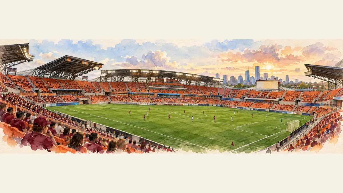 Watercolor illustration of BBVA Compass Stadium