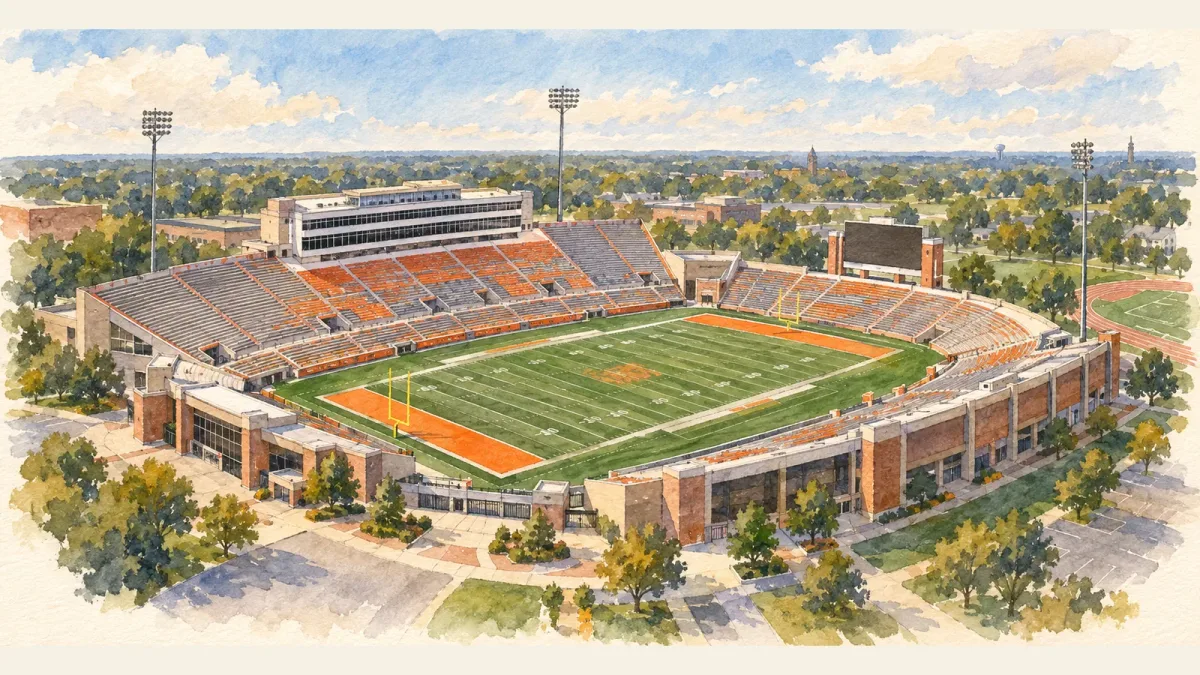 Watercolor illustration of Doyt L. Perry Stadium