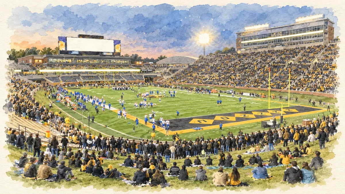 Watercolor illustration of Memorial Stadium