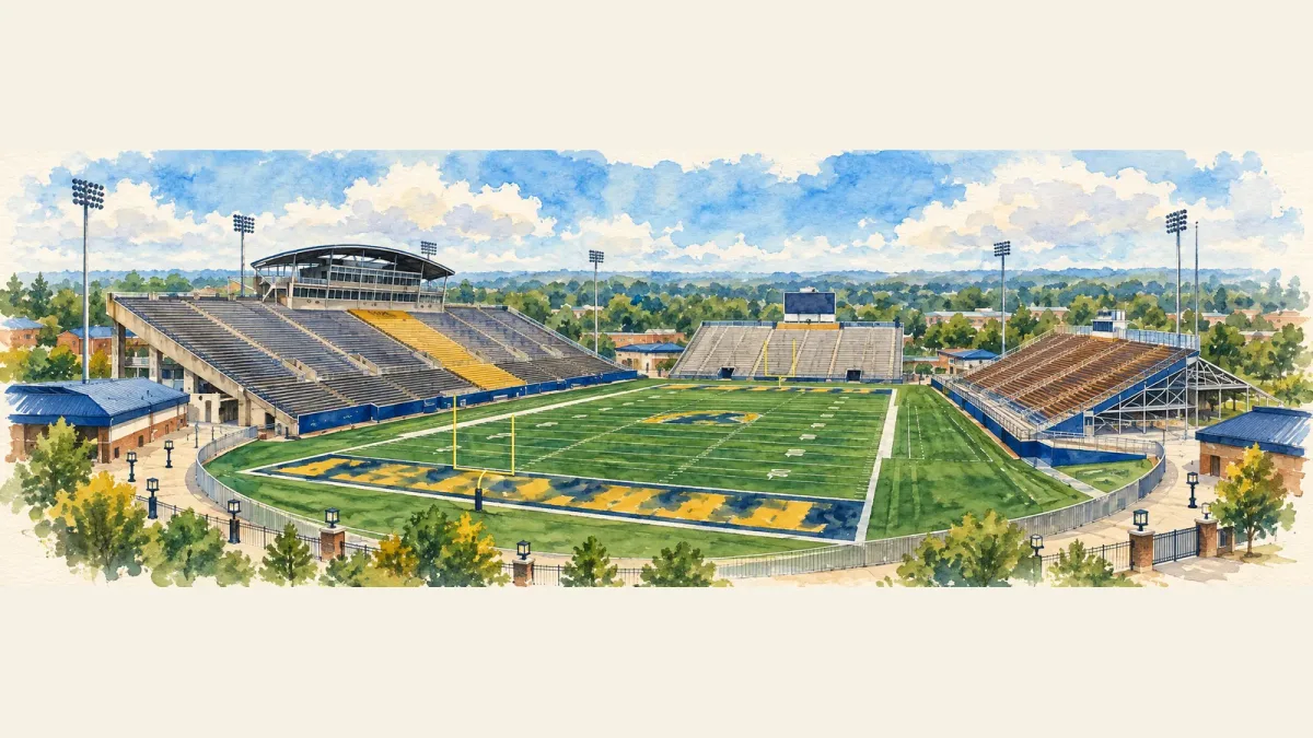 Watercolor illustration of Dix Stadium