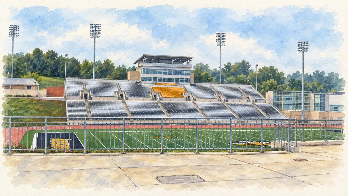 Watercolor illustration of Johnny Unitas Stadium