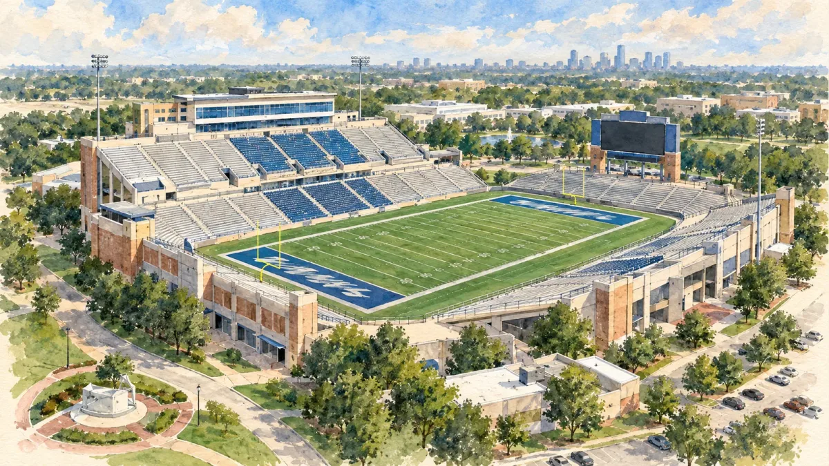 Watercolor illustration of Husky Stadium