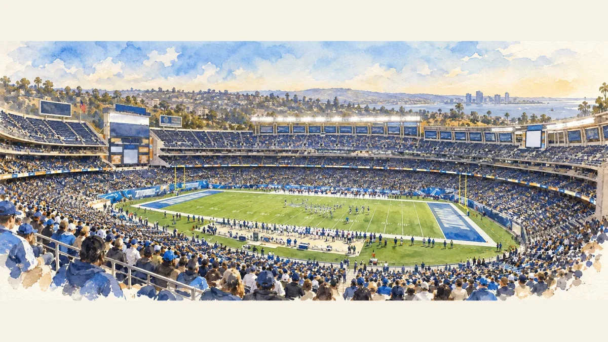 Watercolor illustration of Torero Stadium