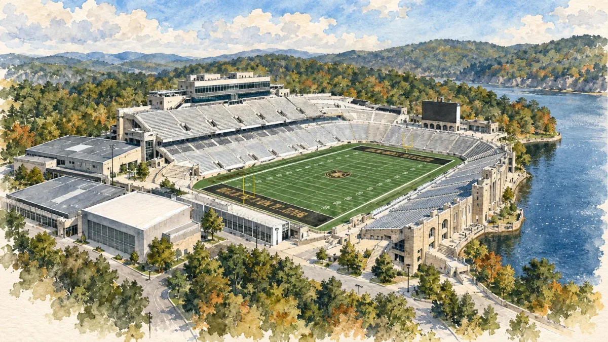 Watercolor illustration of Michie Stadium