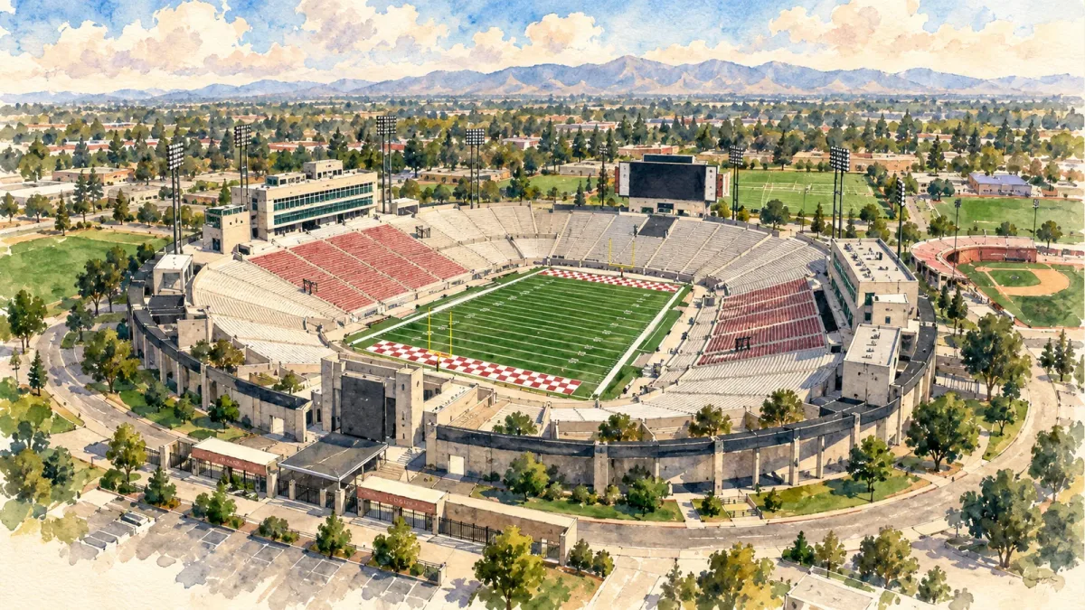 Watercolor illustration of Valley Children's Stadium