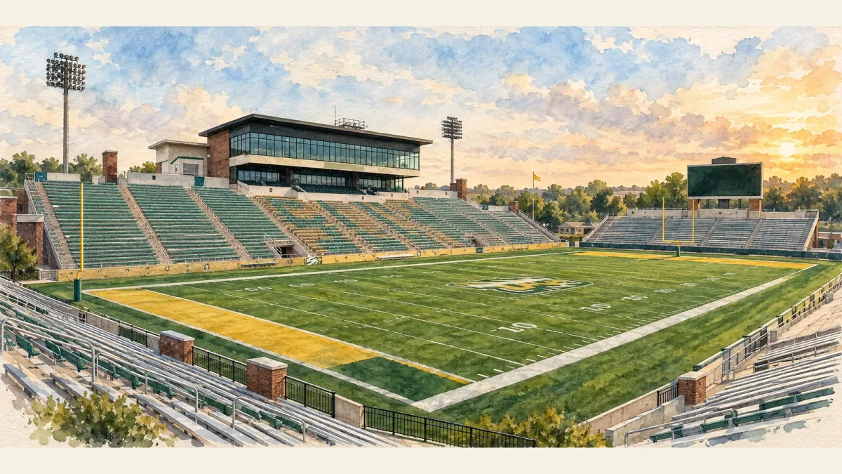 Watercolor illustration of Strawberry Stadium