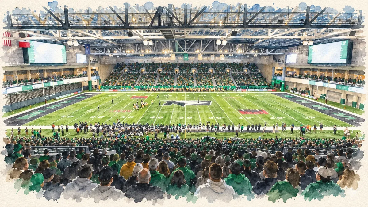 Watercolor illustration of Alerus Center