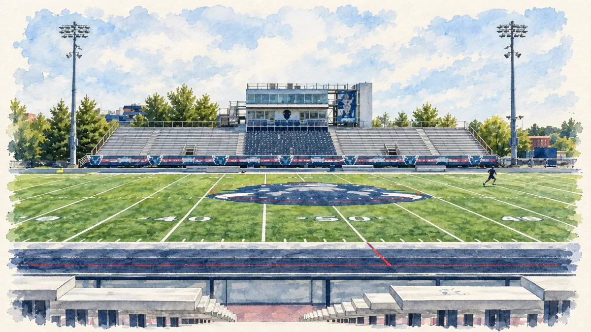 Watercolor illustration of William H. Greene Stadium