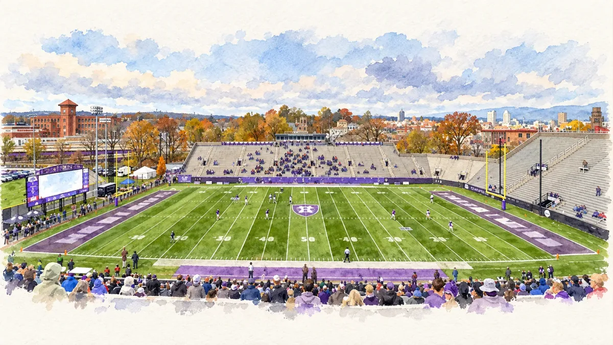 Watercolor illustration of Fitton Field