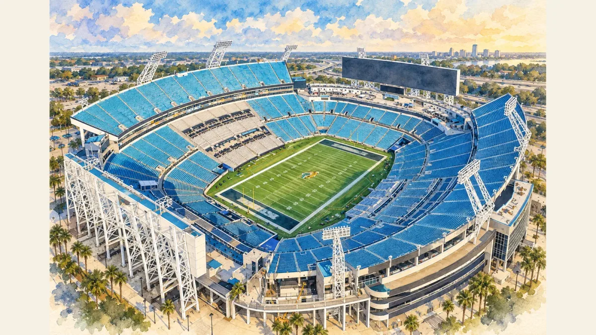 Watercolor illustration of Pitbull Stadium