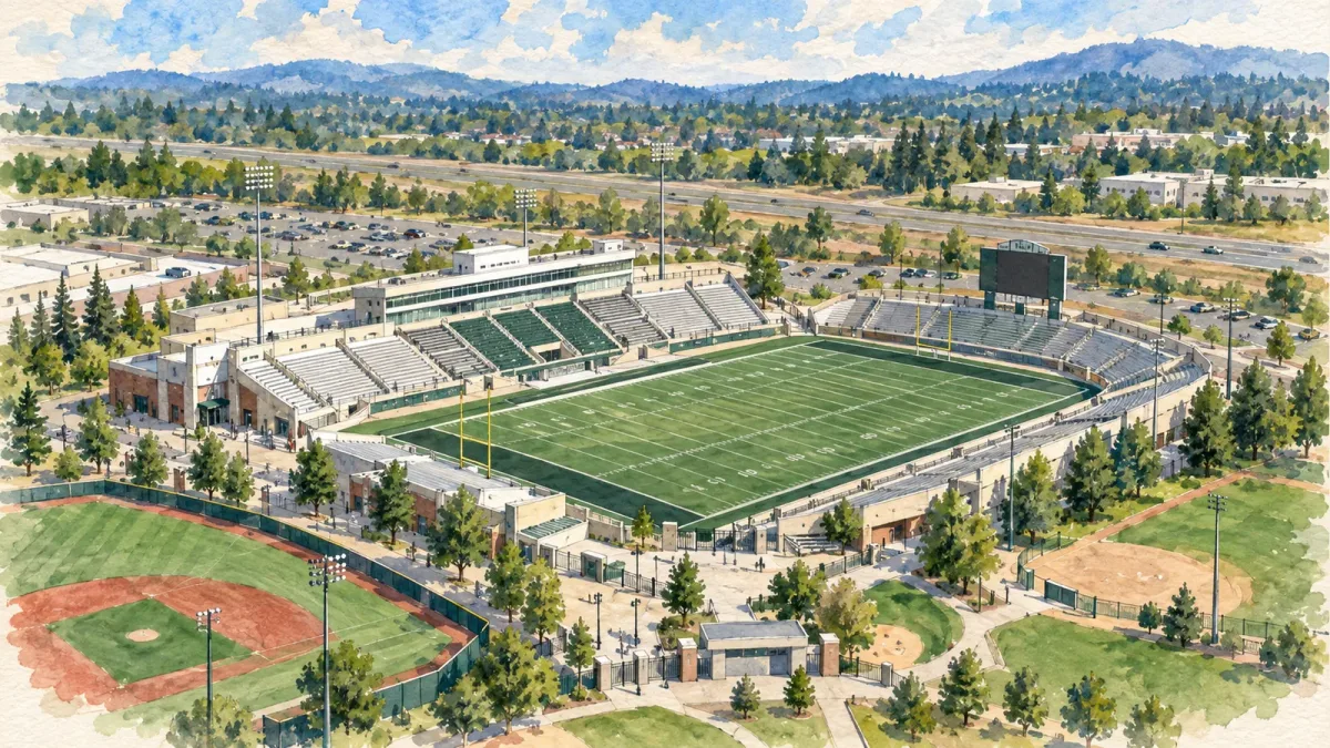 Watercolor illustration of Hillsboro Stadium