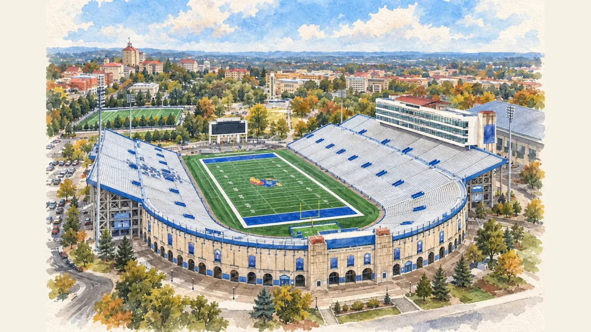 Watercolor illustration of Memorial Stadium