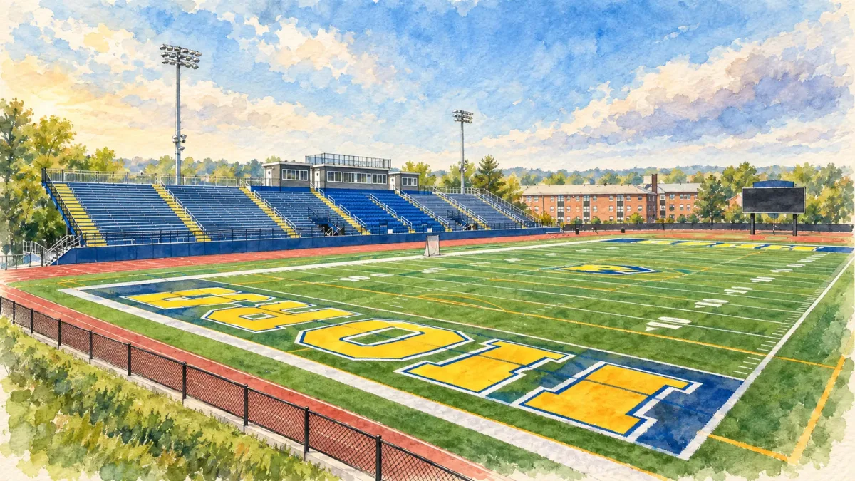Watercolor illustration of Duane Stadium