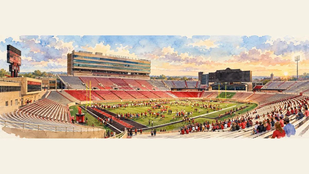 Watercolor illustration of Jones AT&T Stadium