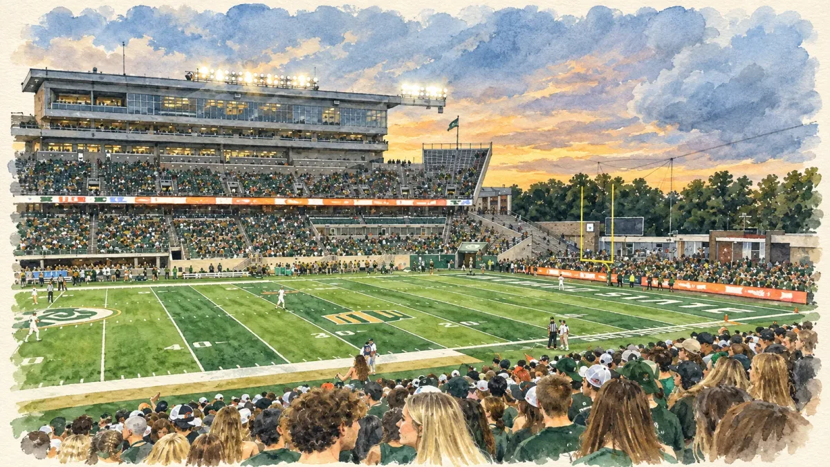 Watercolor illustration of Canvas Stadium