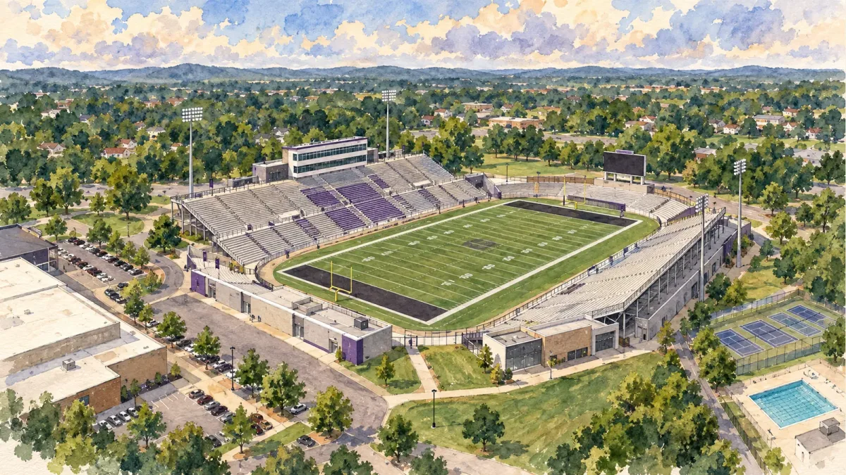 Watercolor illustration of Braly Municipal Stadium