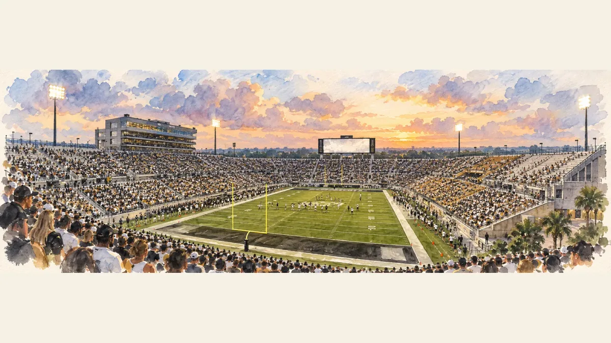 Watercolor illustration of FBC Mortgage Stadium