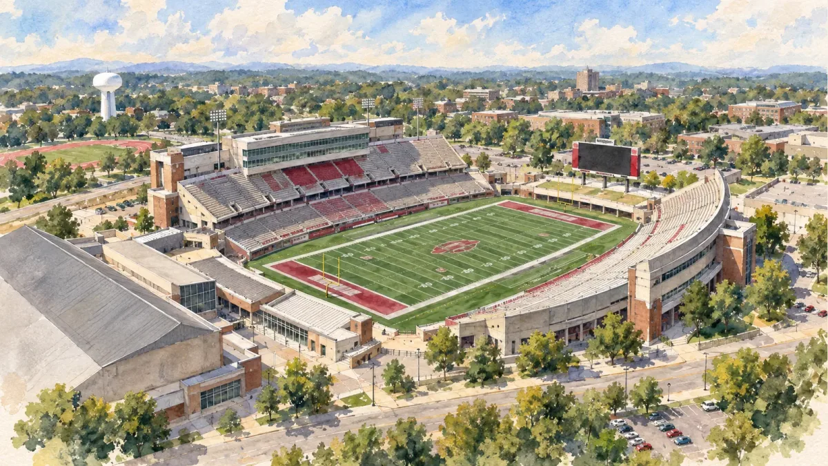 Watercolor illustration of Houchens Industries-L.T. Smith Stadium