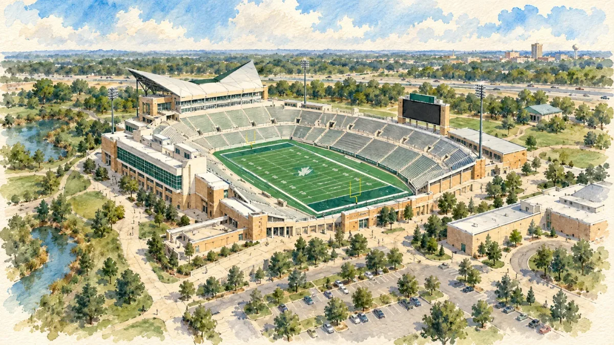 Watercolor illustration of DATCU Stadium