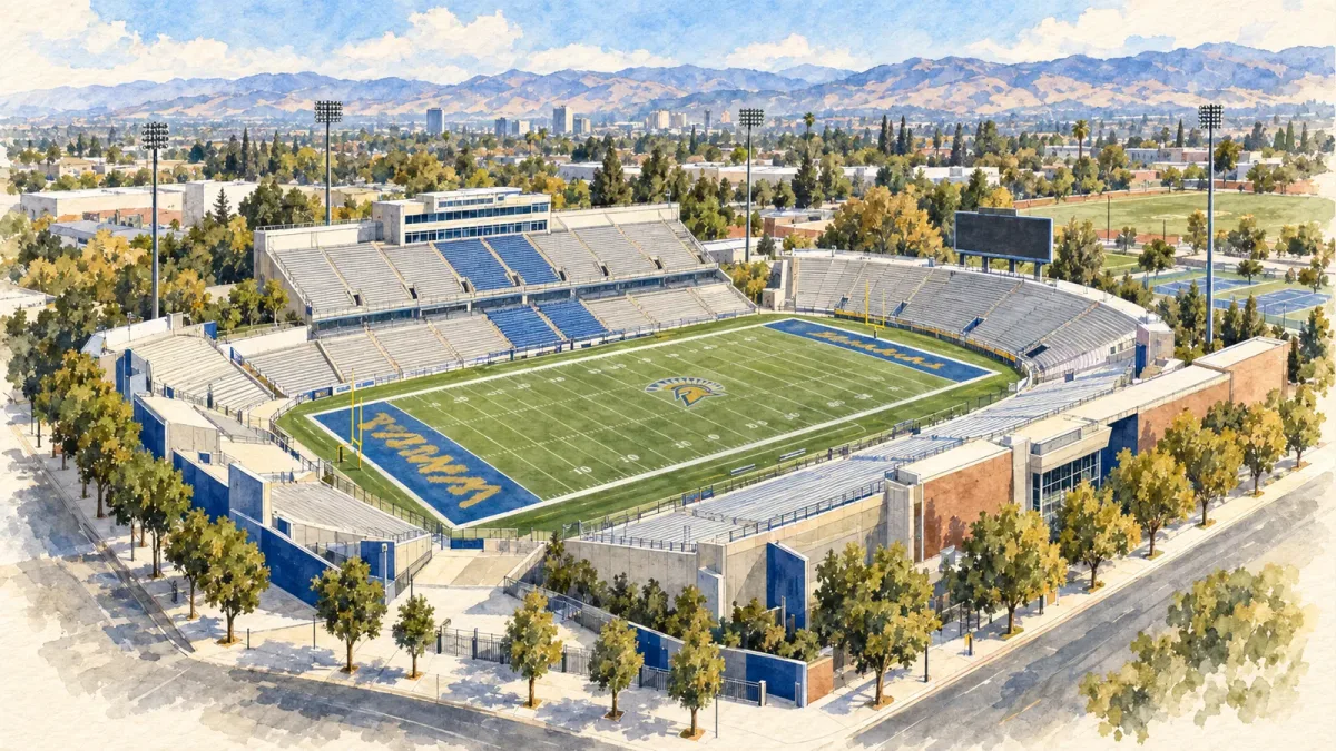 Watercolor illustration of CEFCU Stadium