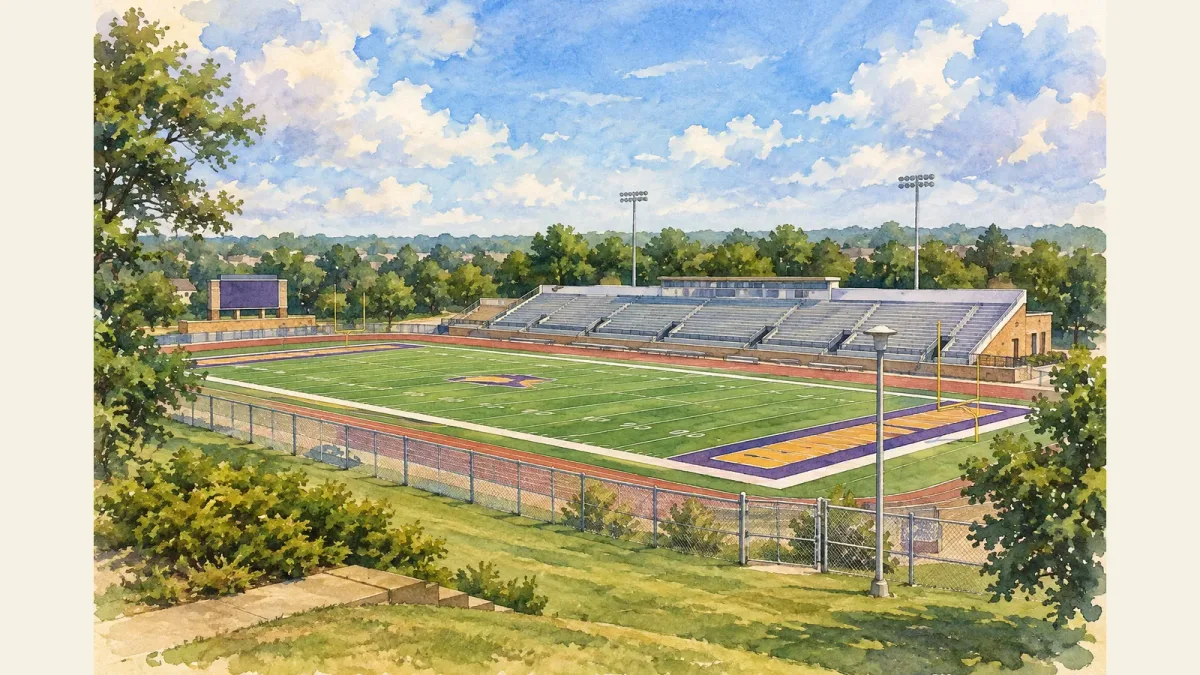 Watercolor illustration of Hanson Field