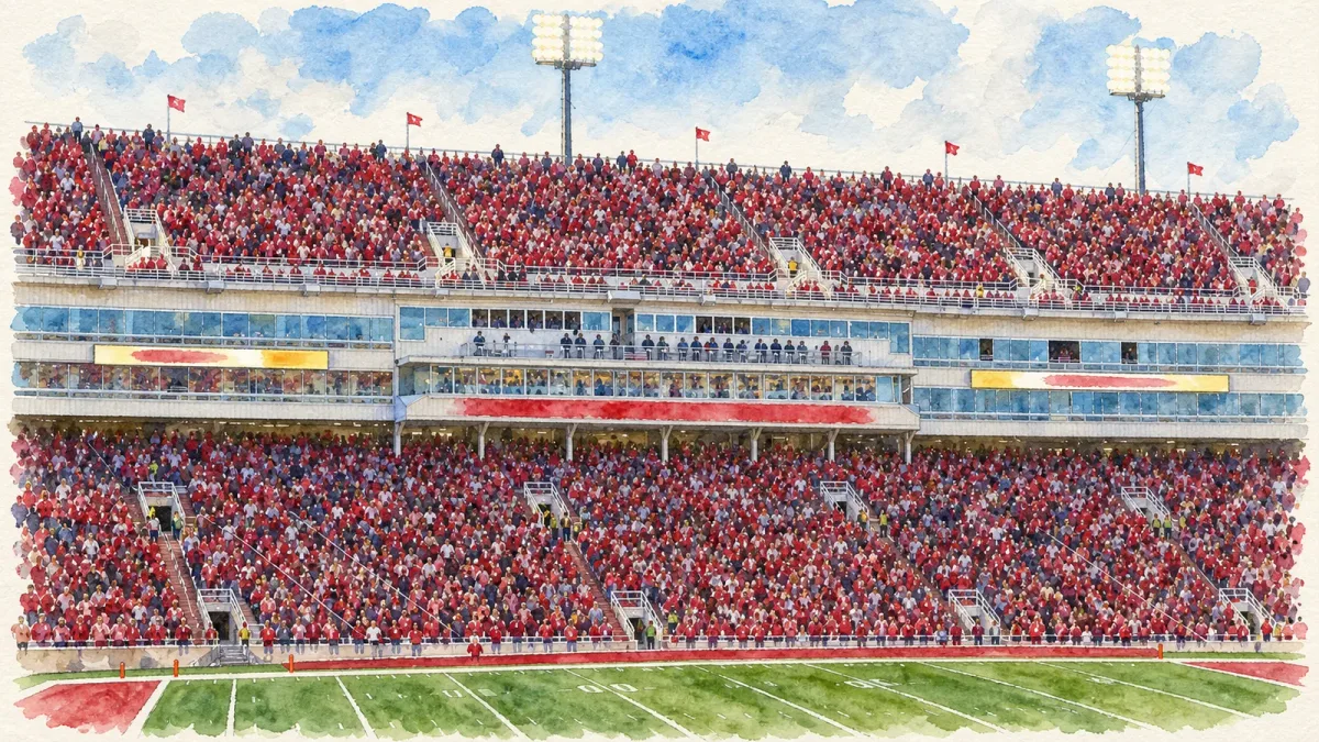 Watercolor illustration of Razorback Stadium