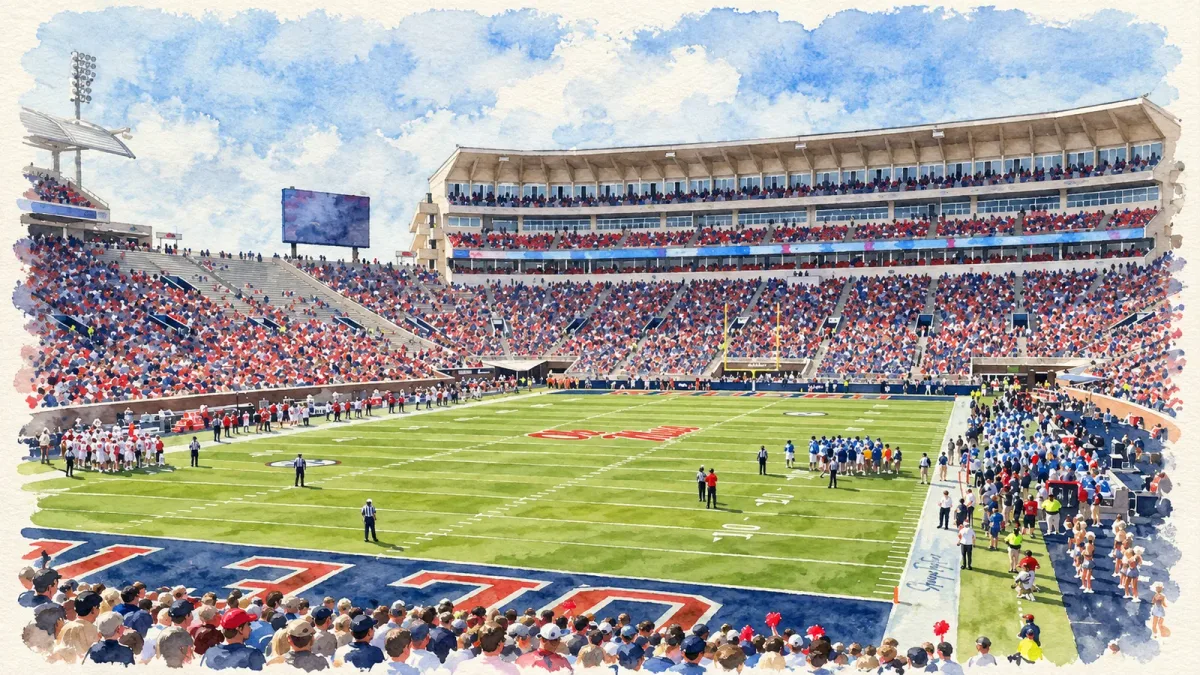 Watercolor illustration of Vaught-Hemingway Stadium