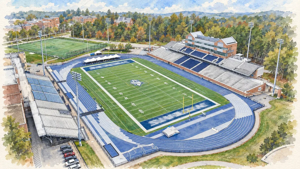 Watercolor illustration of Wildcat Stadium