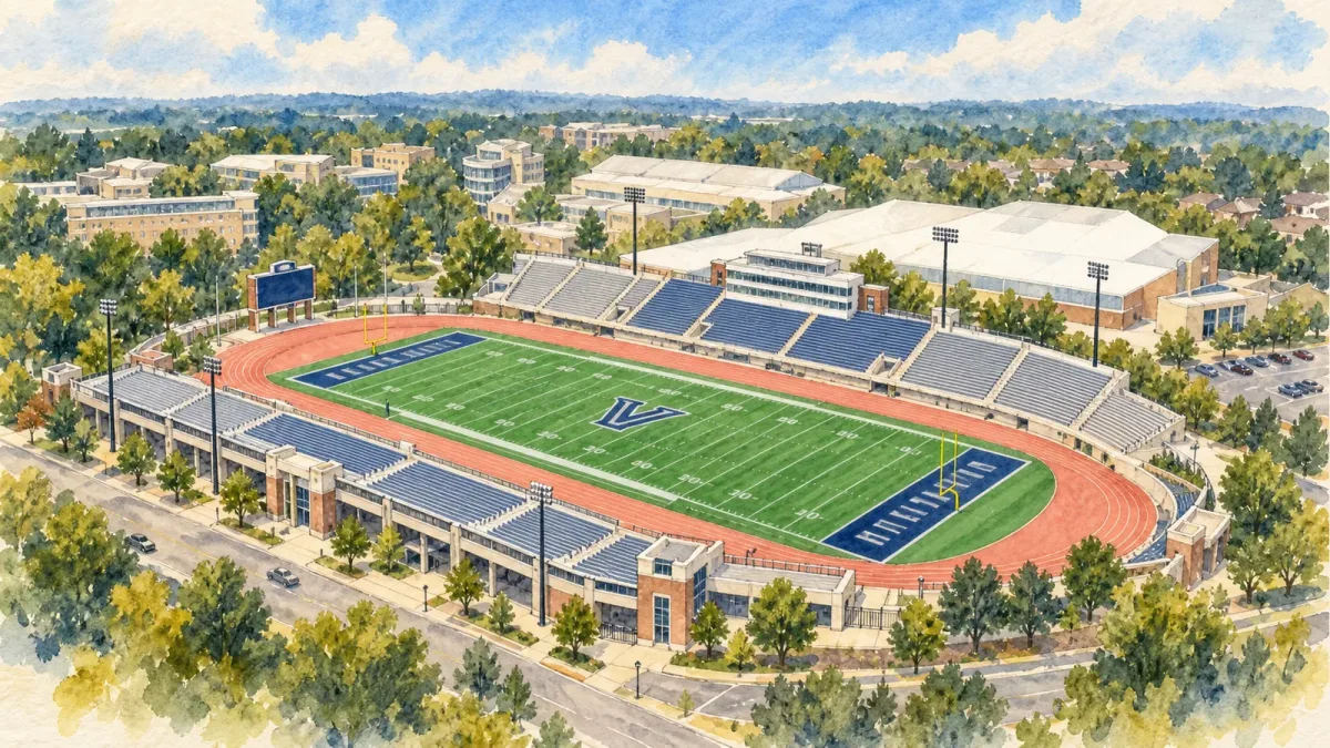 Watercolor illustration of Villanova Stadium