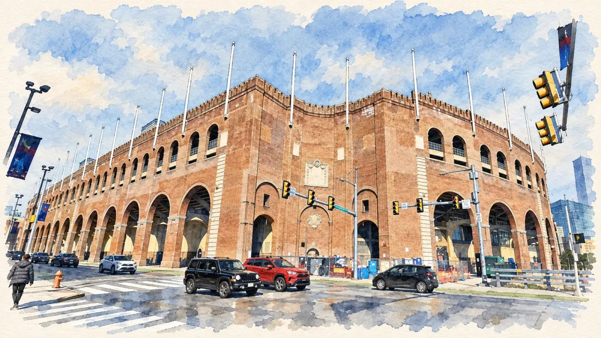 Watercolor illustration of Franklin Field
