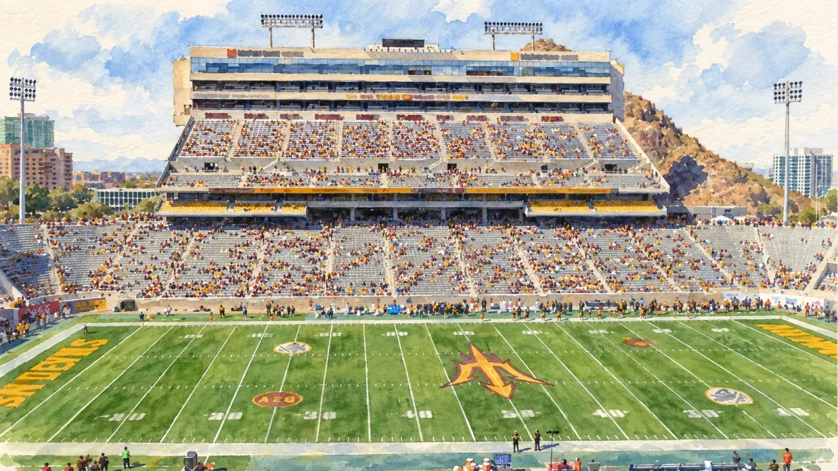 Watercolor illustration of Mountain America Stadium