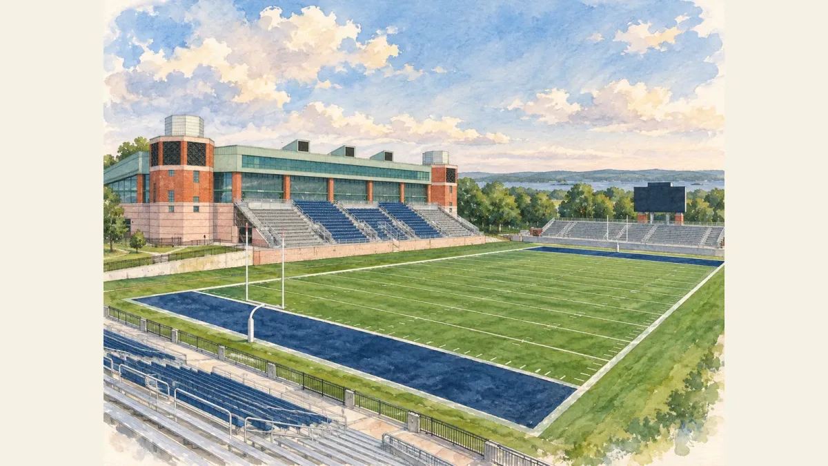 Watercolor illustration of Meade Stadium