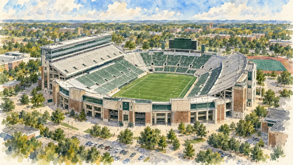 Watercolor illustration of Spartan Stadium