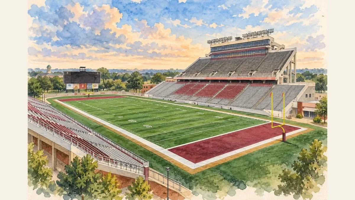 Watercolor illustration of Malone Stadium