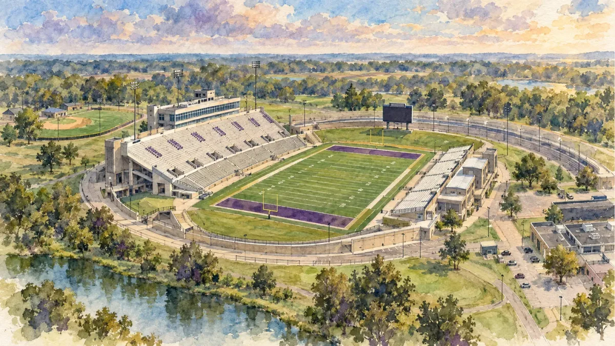Watercolor illustration of Jack Spinks Stadium