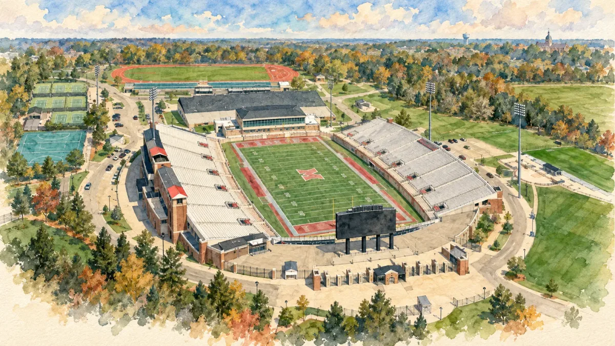 Watercolor illustration of Yager Stadium