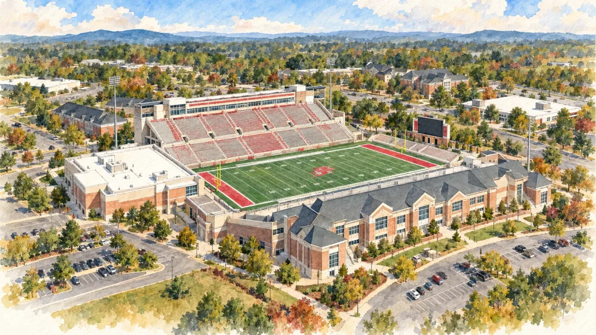 Watercolor illustration of AmFirst Stadium