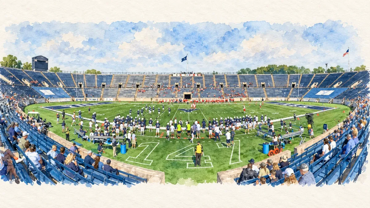 Watercolor illustration of Yale Bowl