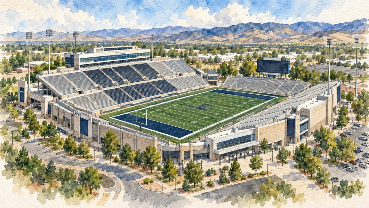 Watercolor illustration of Mackay Stadium