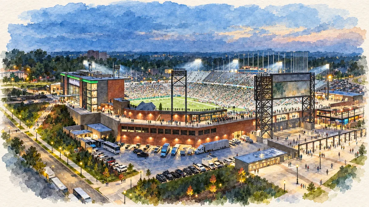 Watercolor illustration of Protective Stadium