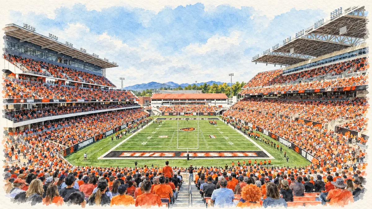 Watercolor illustration of Reser Stadium