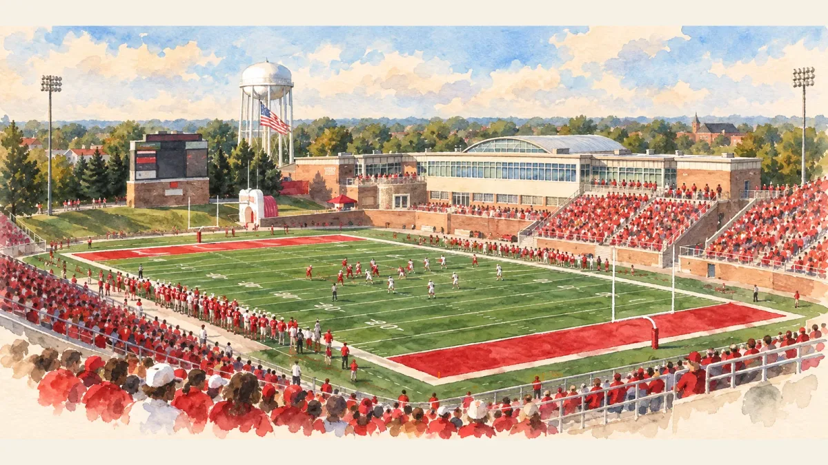 Watercolor illustration of Hancock Stadium