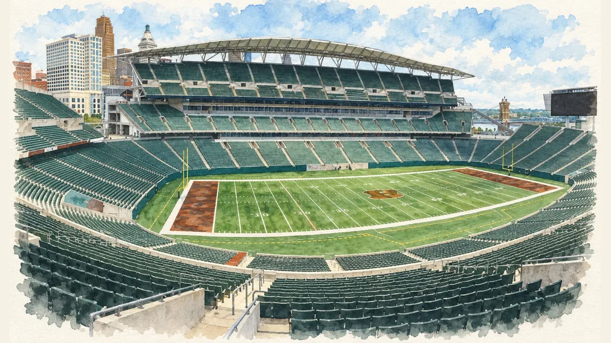 Watercolor illustration of Brown Stadium