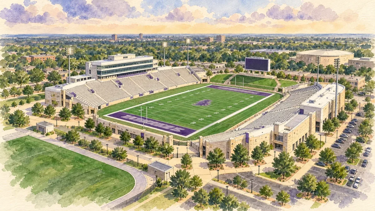 Watercolor illustration of Wildcat Stadium (TX)