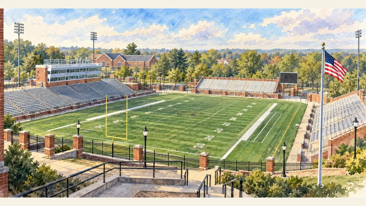 Watercolor illustration of Hunter Stadium