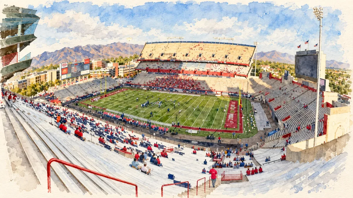 Watercolor illustration of Arizona Stadium